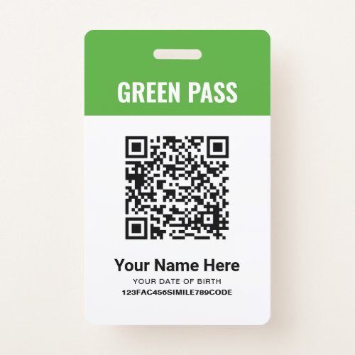 Green Pass Vaccination Certificate PVC Printed Badge