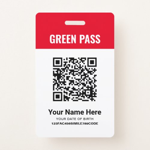 Green Pass Vaccination Certificate PVC Red Badge