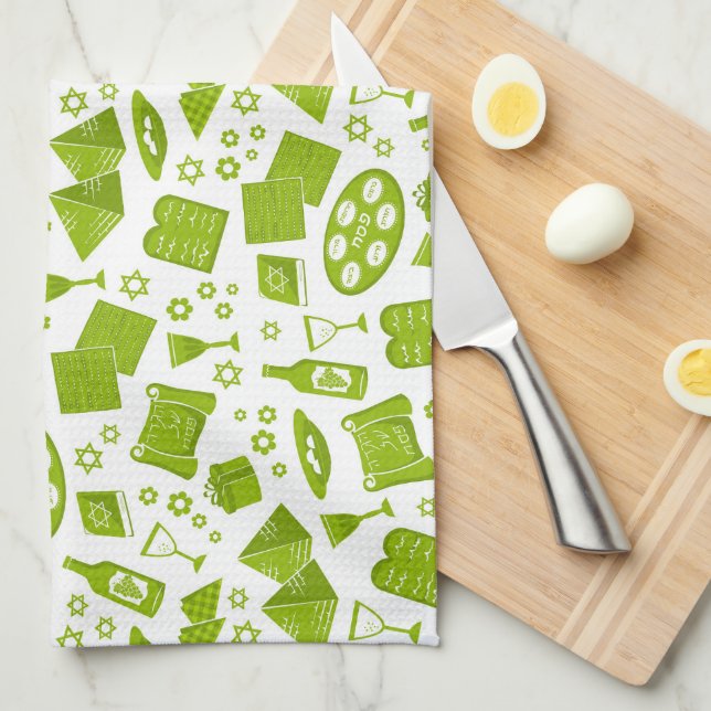 Green Passover  Kitchen Towel (Quarter Fold)