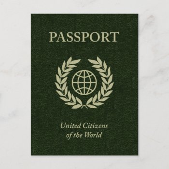 Green Passport Postcard by asyrum at Zazzle