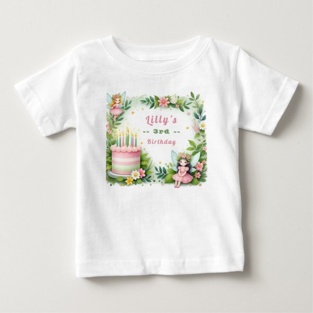 Green Pastel Fairy  Birthday - Baby T-Shirt (Front)