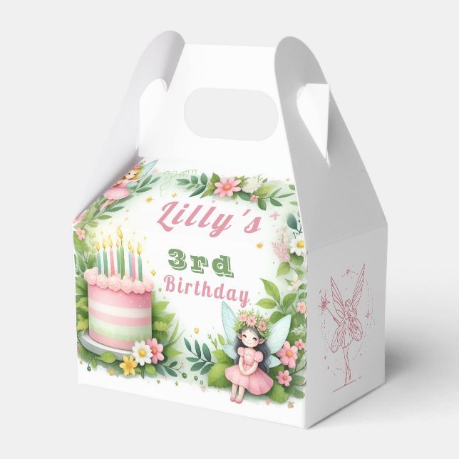 Green Pastel Fairy  Birthday - Favor Boxes (Front Side)