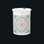 Green Pastel Floral Tiles Beverage Pitcher<br><div class="desc">cool floral shapes pattern</div>