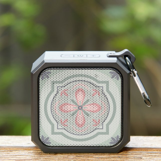 Green Pastel Floral Tiles Bluetooth Speaker (Insitu(Outdoor))