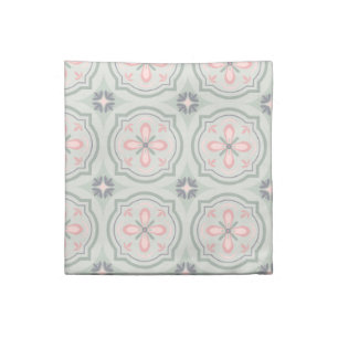 Green Pastel Floral Tiles Cloth Napkin