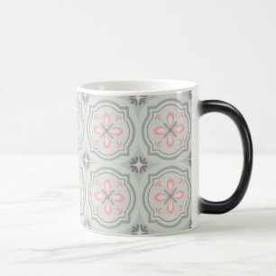 Green Pastel Floral Tiles Color Morph Mug