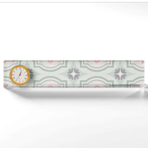 Green Pastel Floral Tiles Desk Name Plate