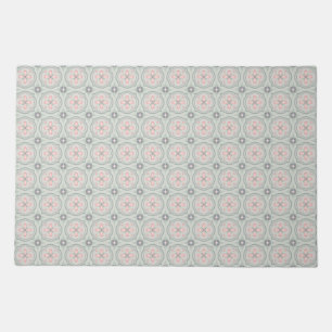 Green Pastel Floral Tiles Doormat
