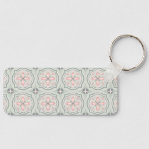 Green Pastel Floral Tiles Keychain