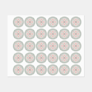 Green Pastel Floral Tiles Kids' Labels