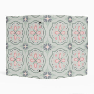 Green Pastel Floral Tiles Mini Binder