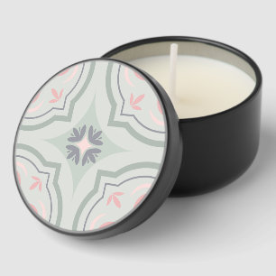 Green Pastel Floral Tiles Mini Candle Favors