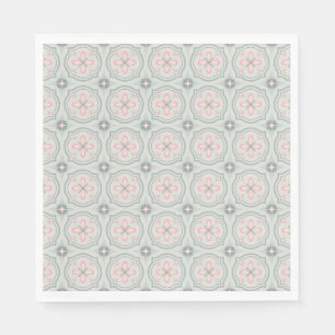 Green Pastel Floral Tiles Napkins