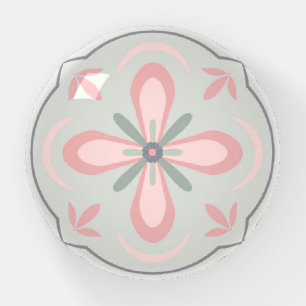 Green Pastel Floral Tiles Paperweight