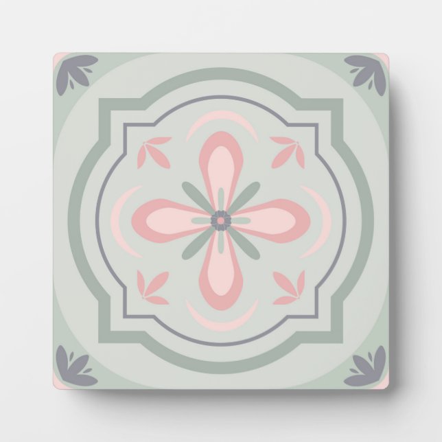 Green Pastel Floral Tiles Plaque (Front)