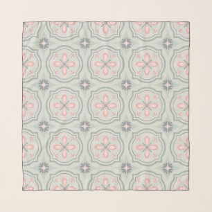 Green Pastel Floral Tiles Scarf