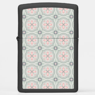 Green Pastel Floral Tiles Zippo Lighter