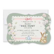 Green Pastel Floral Watercolor Easter Egg Hunt 