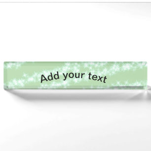 Green pastel glitter sparkle name text boho retro desk name plate