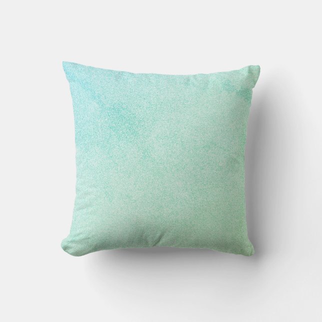 Green Pastel Ombre Glitter Throw Pillow (Front)