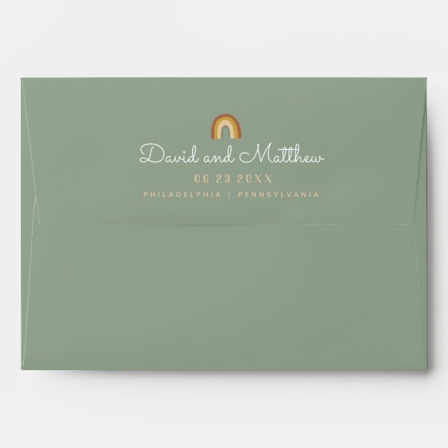 Green pastel Raibow Wedding Envelope (Back (Top Flap))