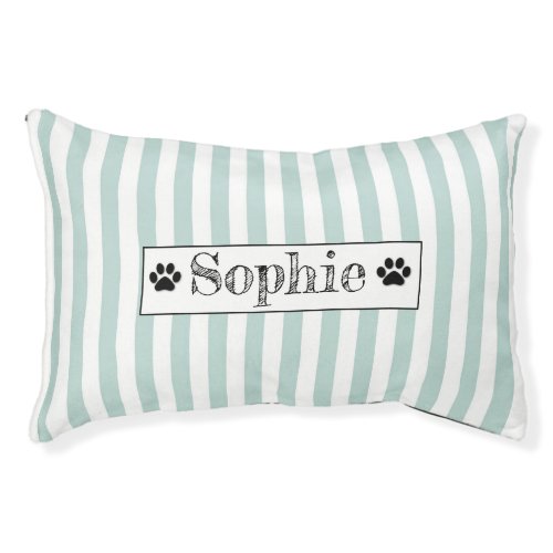 Green Pastel Stripes Personalized Dog Cat Pet bed