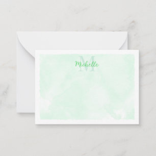 Green Pastel Watercolor All Occasion Monogram Note Card