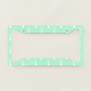 Green Pastel White Rabbit  Easter Spring Season License Plate Frame