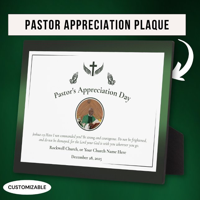 Green Pastor Appreciation Celebration Event Gift Plaque (Creator Uploaded)