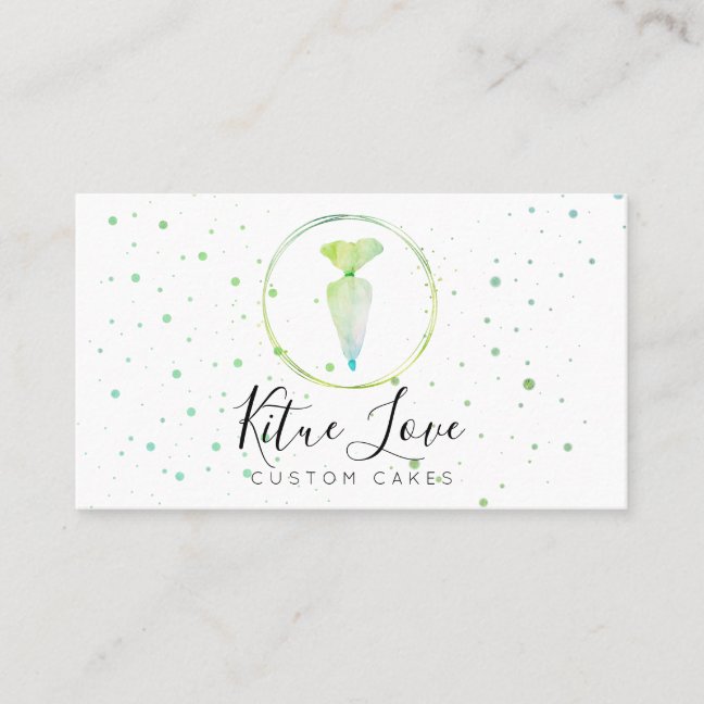 Green Pastry Bag Cake Baker Patisserie Chef Business Card