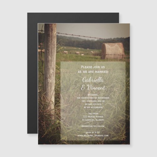 Green Pastures Country Farm Ranch Wedding Magnetic Invitation