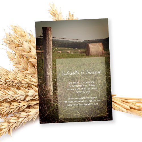 Green Pastures Country Farm Wedding Save the Date Invitation