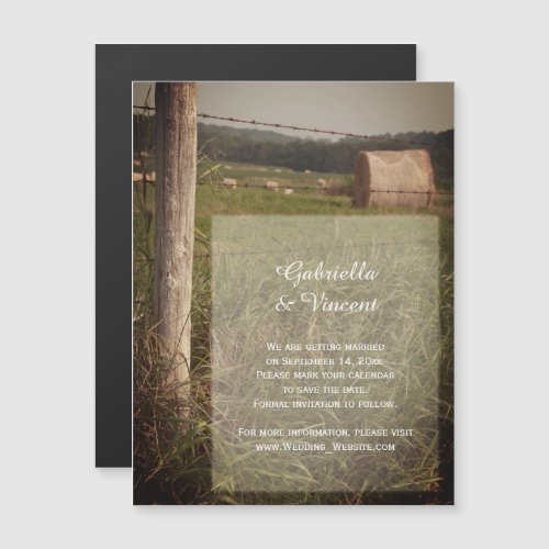 Green Pastures Country Farm Wedding Save the Date Magnetic Invitation