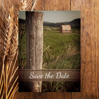 Green Pastures Country Ranch Wedding Save the Date Announcement Postcard