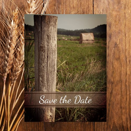 Green Pastures Country Ranch Wedding Save the Date Announcement Postcard