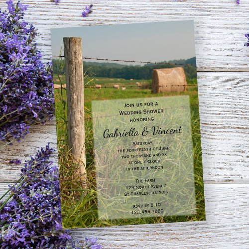 Green Pastures Country Ranch Wedding Shower Invitation