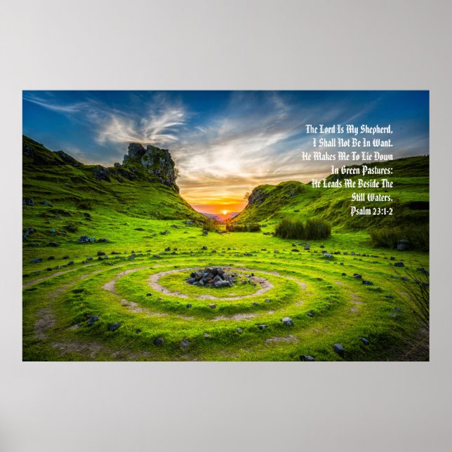 "Green Pastures" Psalm 23:1-2 Anointed Prophetic Poster (Front)