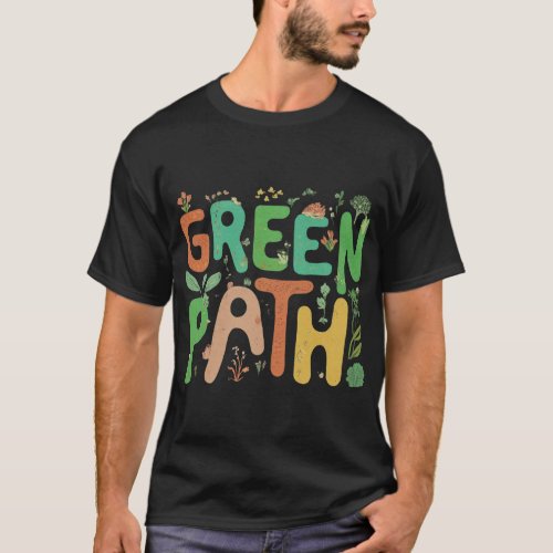 Green Path features a vibrant futuristic gamin T_Shirt