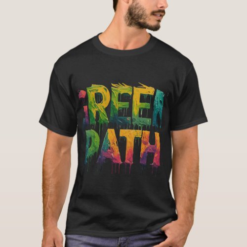 Green Path features a vibrant futuristic gaming T_Shirt