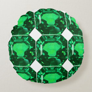 Green Pattern Emerald Round Pillow