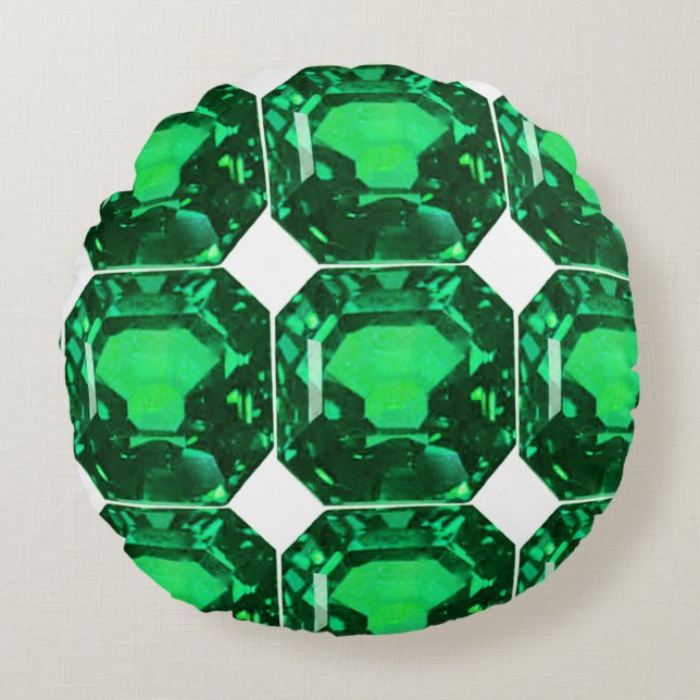 Green Pattern Emerald Round Pillow (Front)