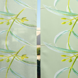 Green pattern eucalyptus leaves blackout curtains