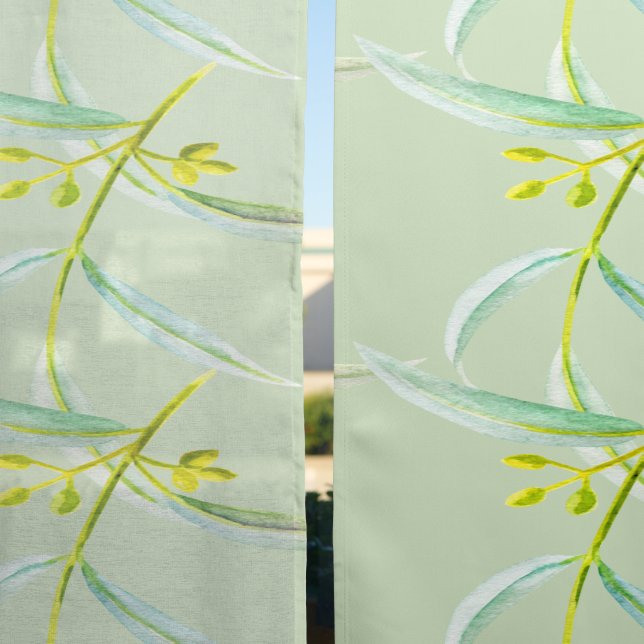 Green pattern eucalyptus leaves blackout curtains (Sheer vs. Blackout)
