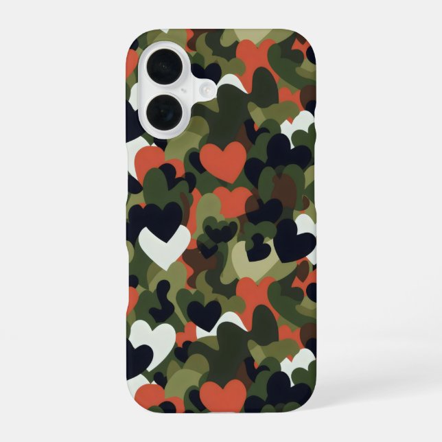 Green Pattern Heart Camouflage Iphone Case (Back)