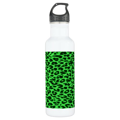 Green pattern leopard fur abstract texture stainless steel water bottle