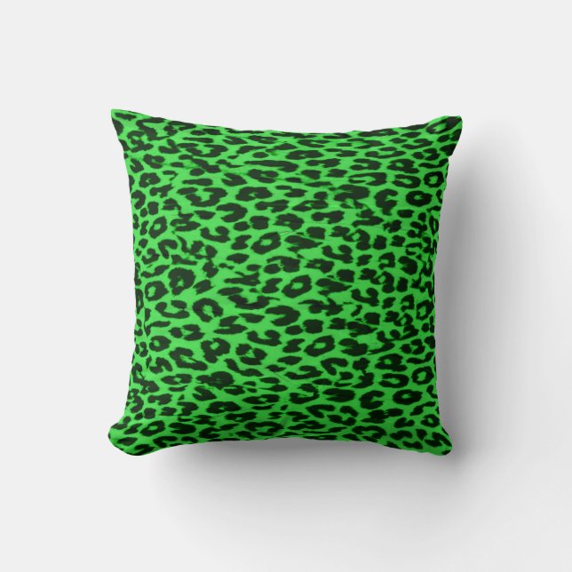 Green pattern leopard fur abstract throw pillow (Front)