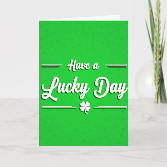 Green Pattern Lucky Day Card (Front)
