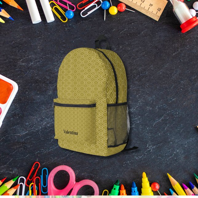 Green Pattern Modern Monogram Printed Backpack (Creator Uploaded)