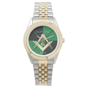 Green Pattern Monogram Masonic Lodge Watch