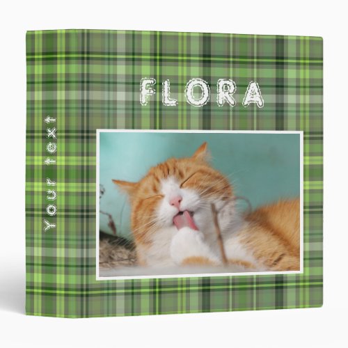 Green Pattern Pet Dog Cat Photo Album Binder - Green Pattern Pet Dog Cat Photo Album Binder. The binder has a photo of a pet, pet`s name and green classic pattern. Personalize with your cat, dog or any other pet photo and your name. Change or erase the text on the spine. A great keepsake gift, photo album, a scrapbook album, in memory of, notes and more for your pet.